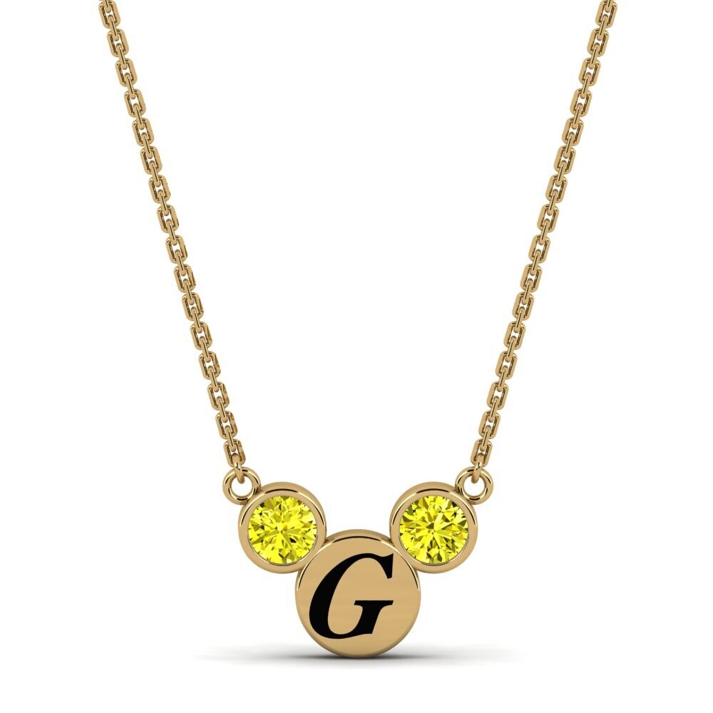 14k Oro Amarillo Diamante Amarillo Collar de Mujer Chantay