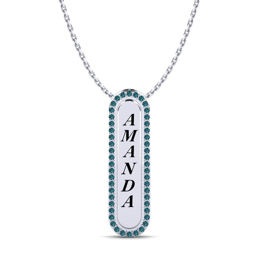 Weiß-Silber Blauer Diamant Damen anhänger Chante