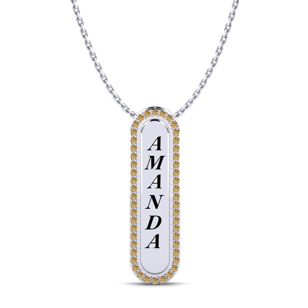 Plata 925 Diamante Marrón Colgante de Mujer Chante
