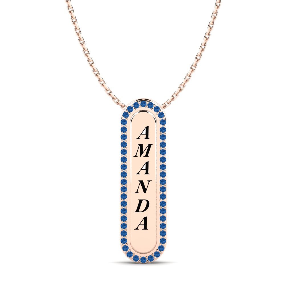 Rotgold 585 Dunkelblauer Zirkonia Damen anhänger Chante