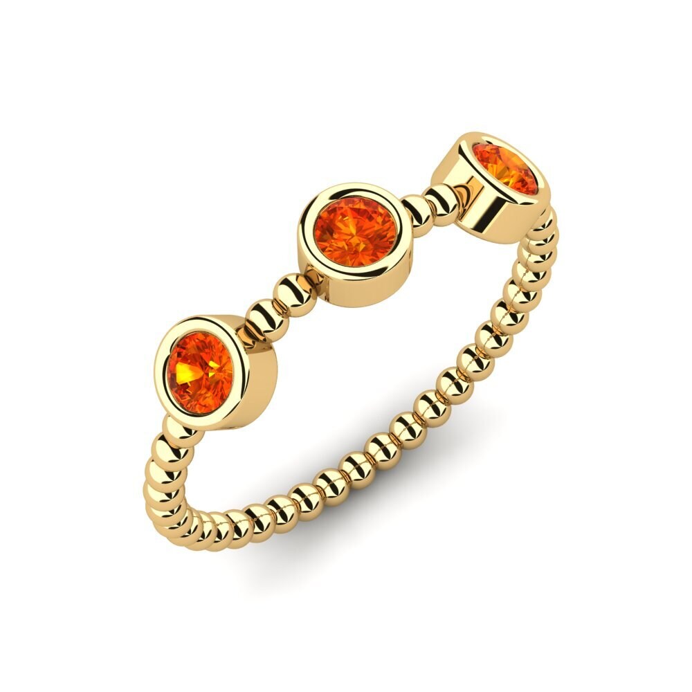 18k Oro Amarillo Zafiro Naranja Anillo de compromiso Chantr