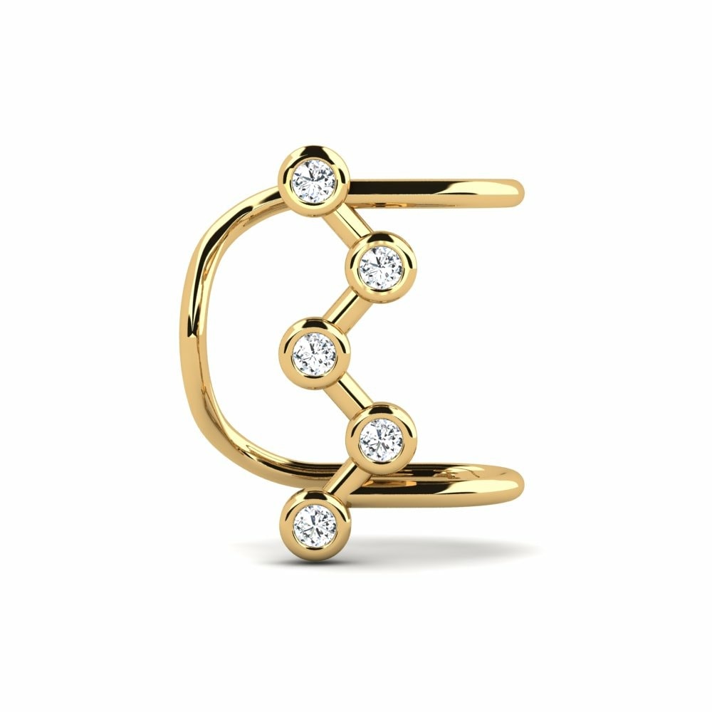 Brazalete de oreja Ear Cuffs Pendientes Chaparro Oro Amarillo 585 Cristal de Swarovski