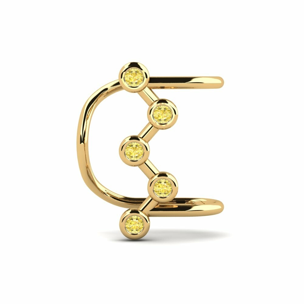 Brazalete de oreja Ear Cuffs Pendientes Chaparro Oro Amarillo 375 Zafiro amarillo
