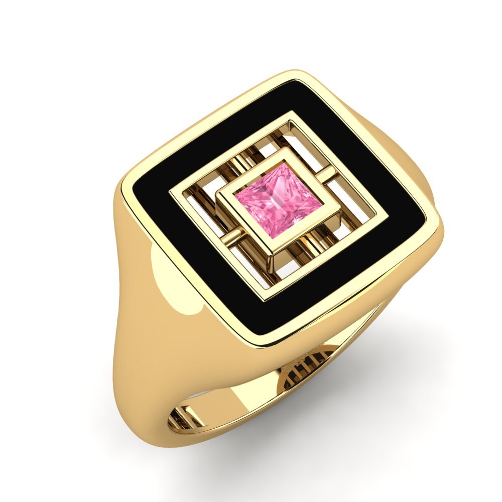 Or Jaune 14k Saphir Rose Bague Chapiteaulin