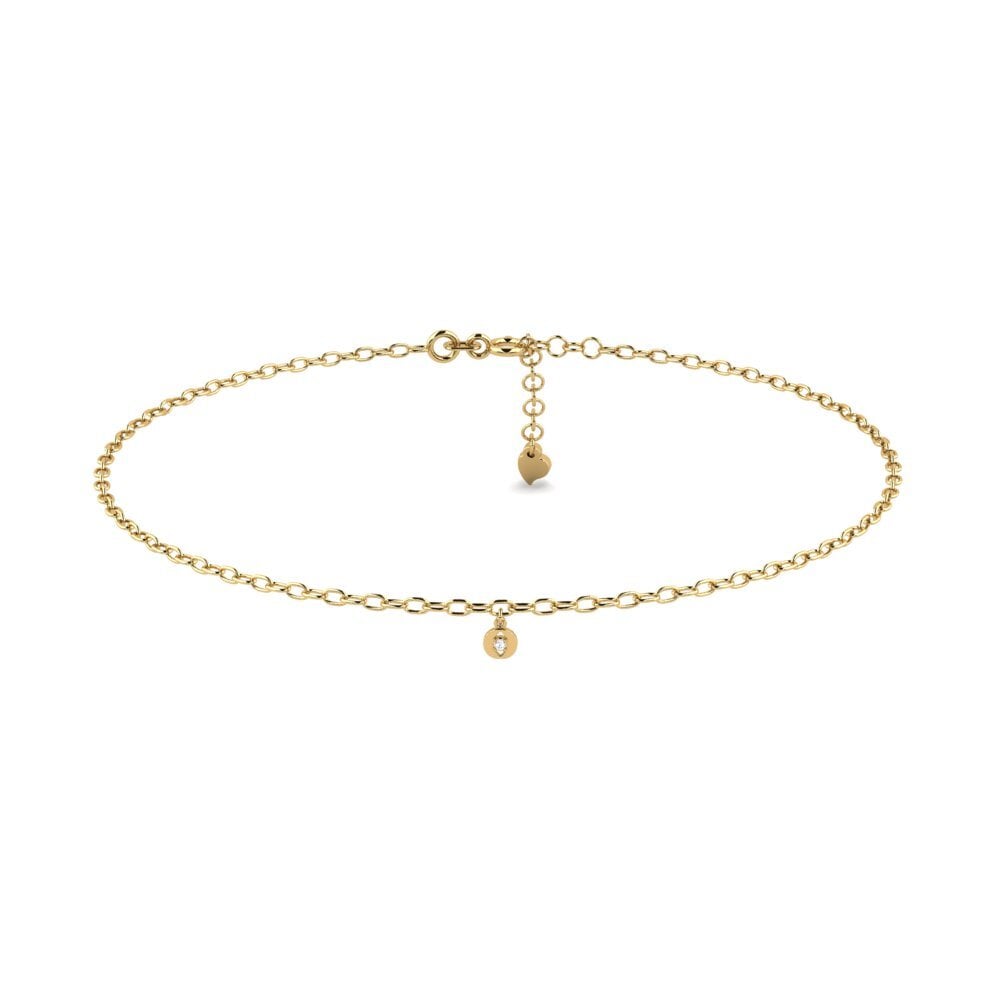 14ct Yellow Gold White sapphire Women's Anklet Chappelle