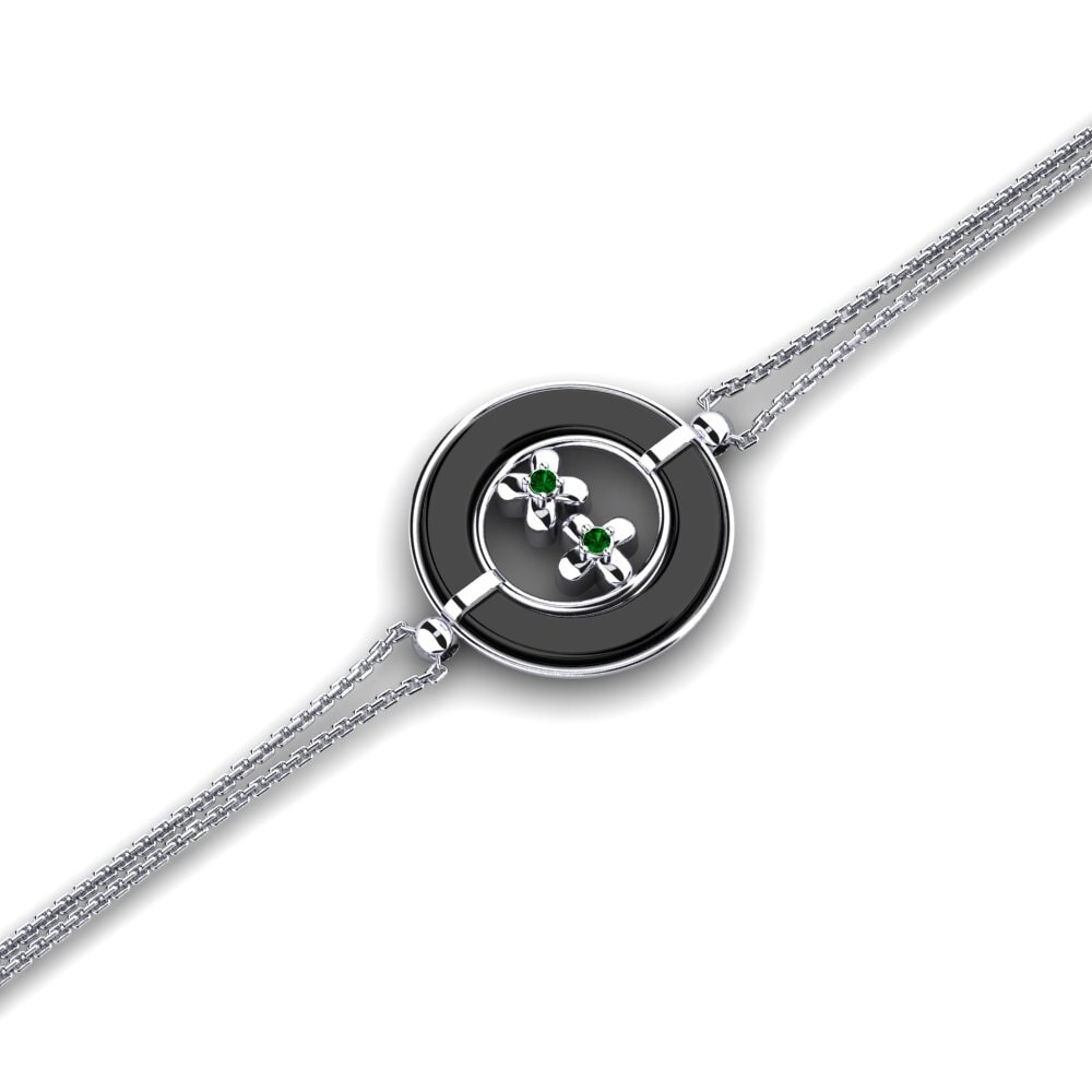 Plata 925 Circonita Verde Pulsera de Mujer Chapple