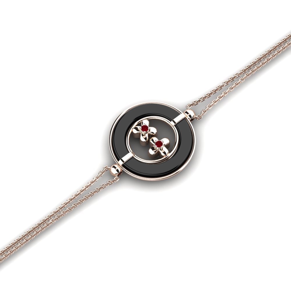 14k Oro Rosa Circonita Roja Pulsera de Mujer Chapple