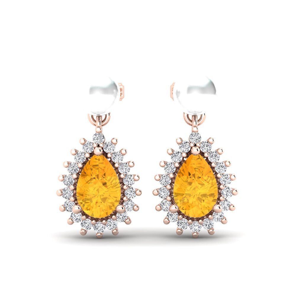 14ct Rose Gold Citrine Women's Earring Chargeura