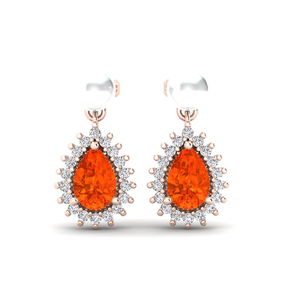 9k Rose Gold Fire-Opal Women's Earring Chargeura
