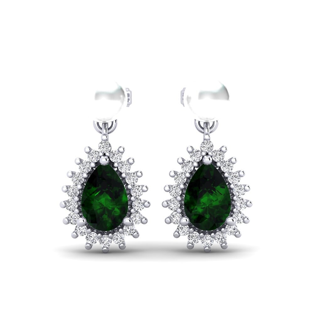 14k White Gold Green Tourmaline Women's Earring Chargeura