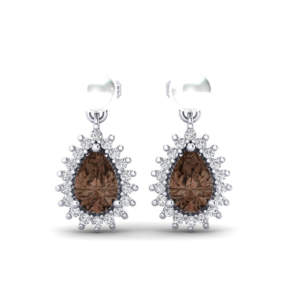 18ct White Gold Smoky Quartz Women's Earring Chargeura