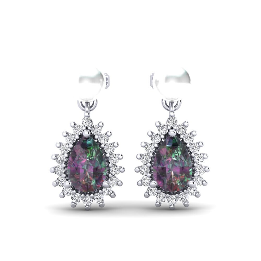 14ct White Gold Mystic Topaz Women's Earring Chargeura