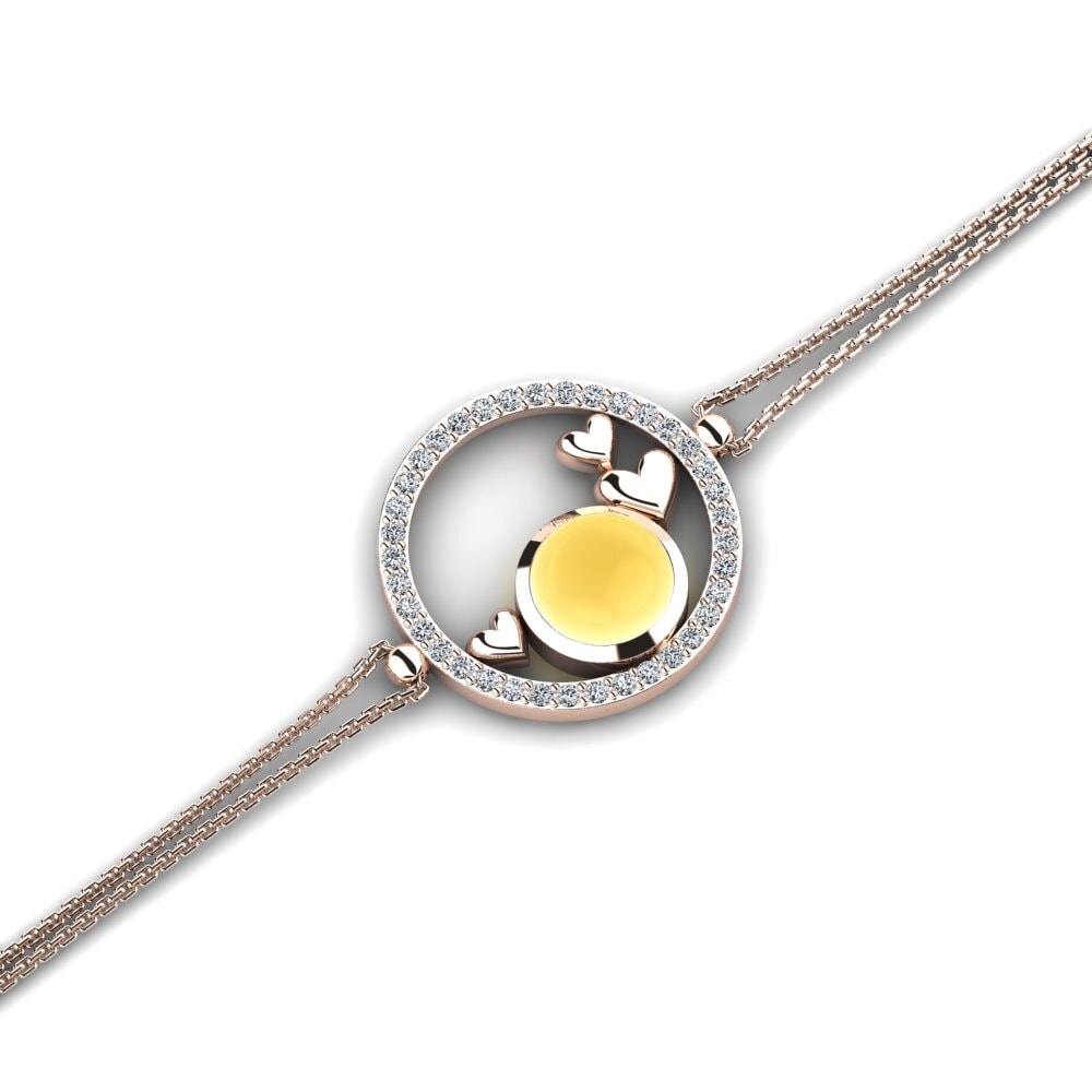9k Oro Rosa Citrino Cabujón Pulsera de Mujer Charise