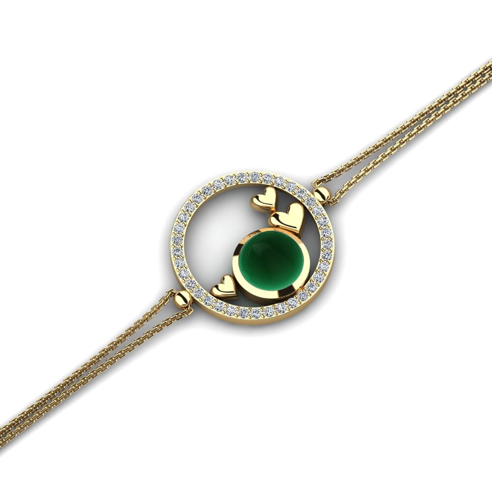 14k Oro Amarillo Esmeralda Cabujón Pulsera de Mujer Charise