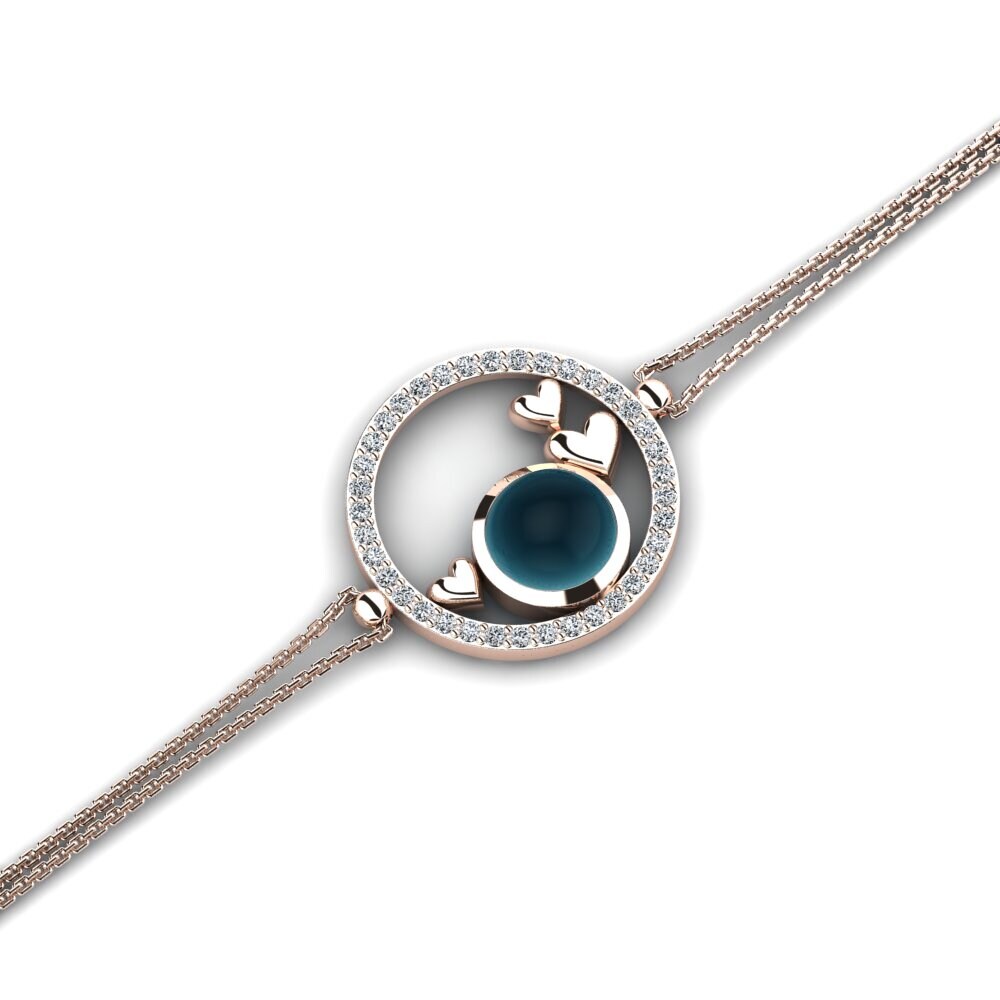 14k Rose Gold Cabochon London Blue Topaz Women's Bracelet Charise