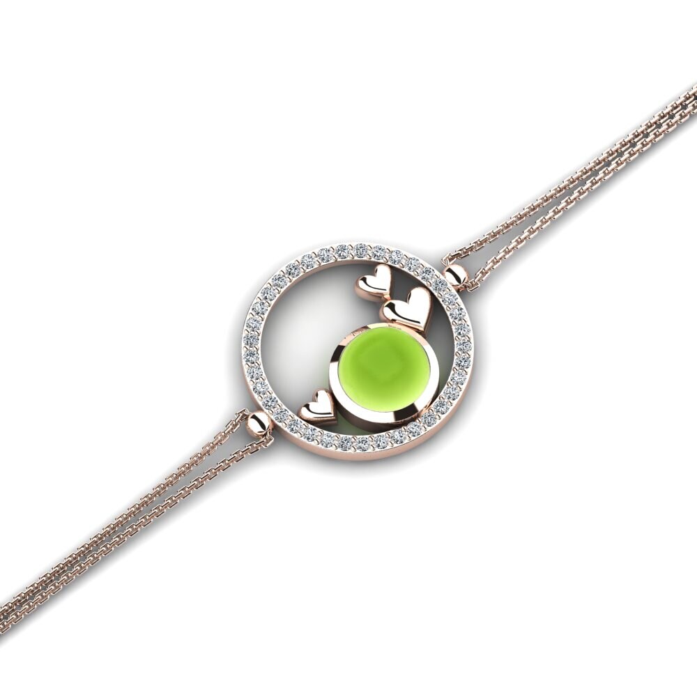 9k Oro Rosa Peridoto Cabujón Pulsera de Mujer Charise