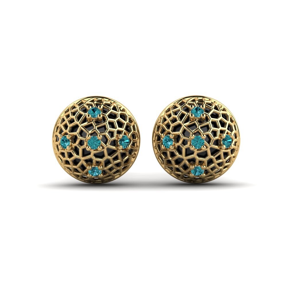 9ct Yellow Gold Blue Diamond Women's Earring Charlette