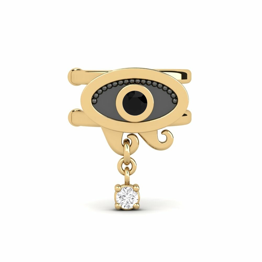 Brazalete de oreja Ear Cuffs Pendientes Charmeye 375 Oro Amarillo con Rodio Negro Diamante Negro