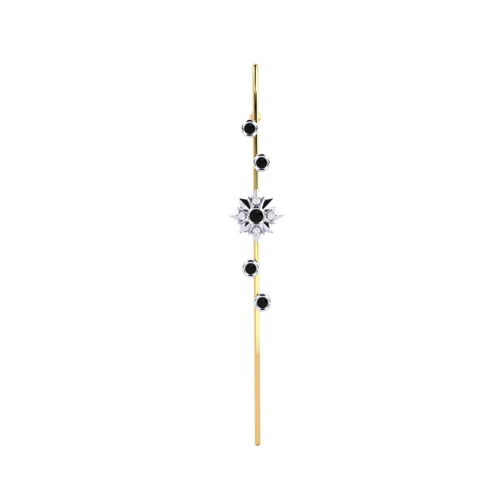 14ct White / Yellow Gold Black Sapphire Ear Piercing Charon