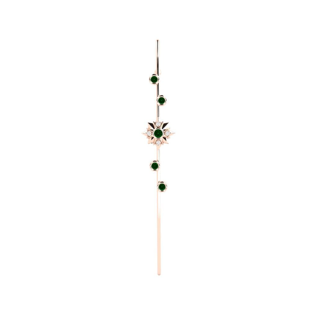 Rotgold 585 Grüner Zirkonia Ohrpiercings Charon