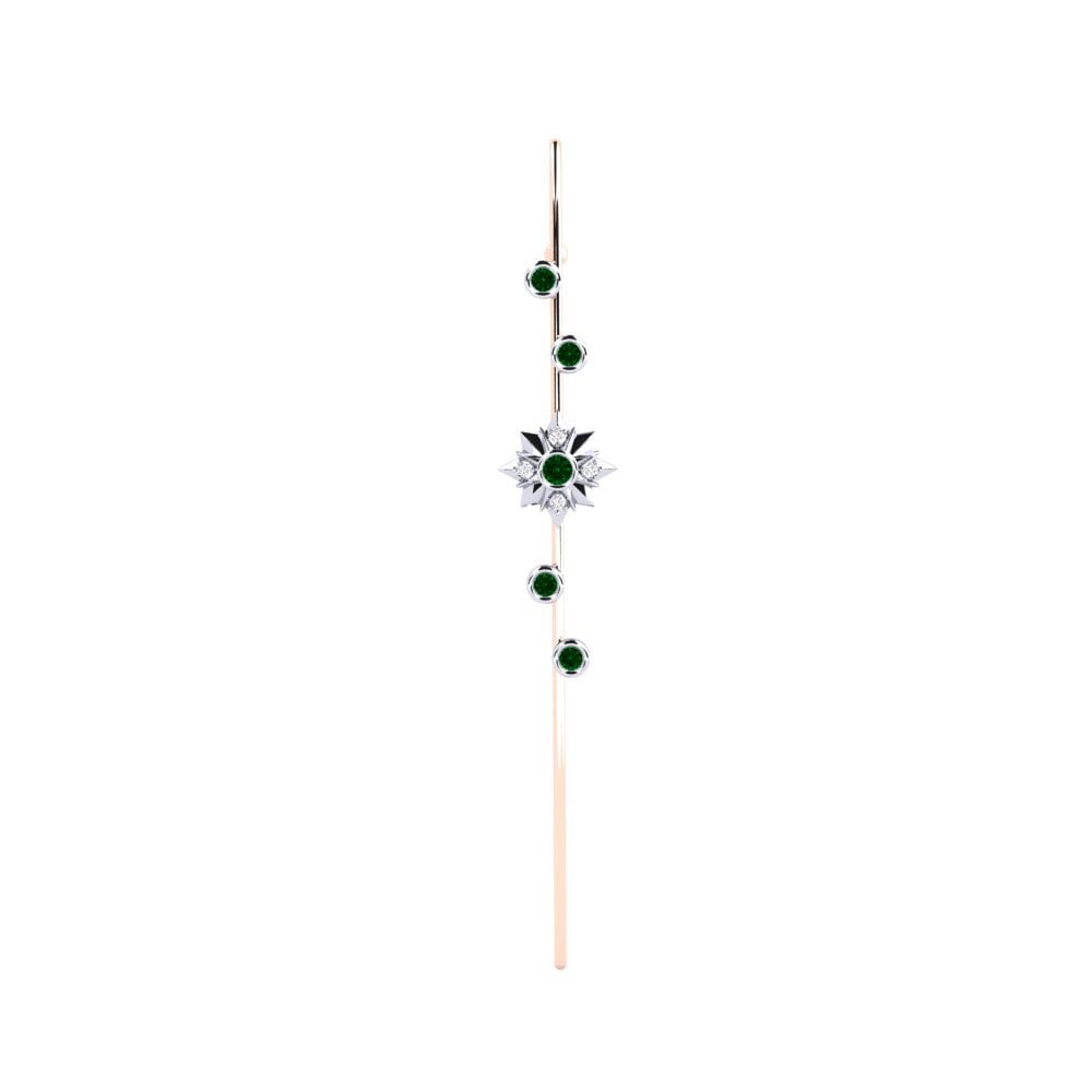 9ct White / Rose Gold Green Zirconia Ear Piercing Charon