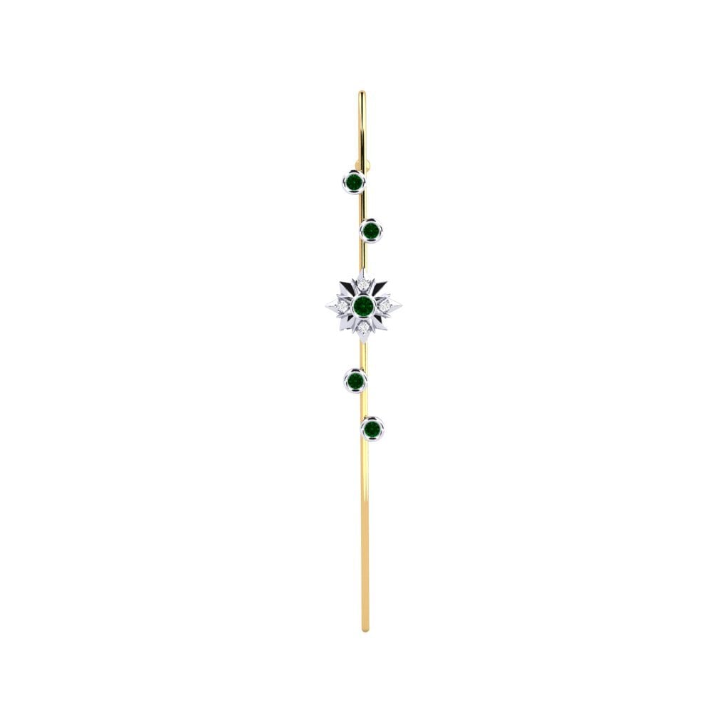 9ct White / Yellow Gold Green Zirconia Ear Piercing Charon