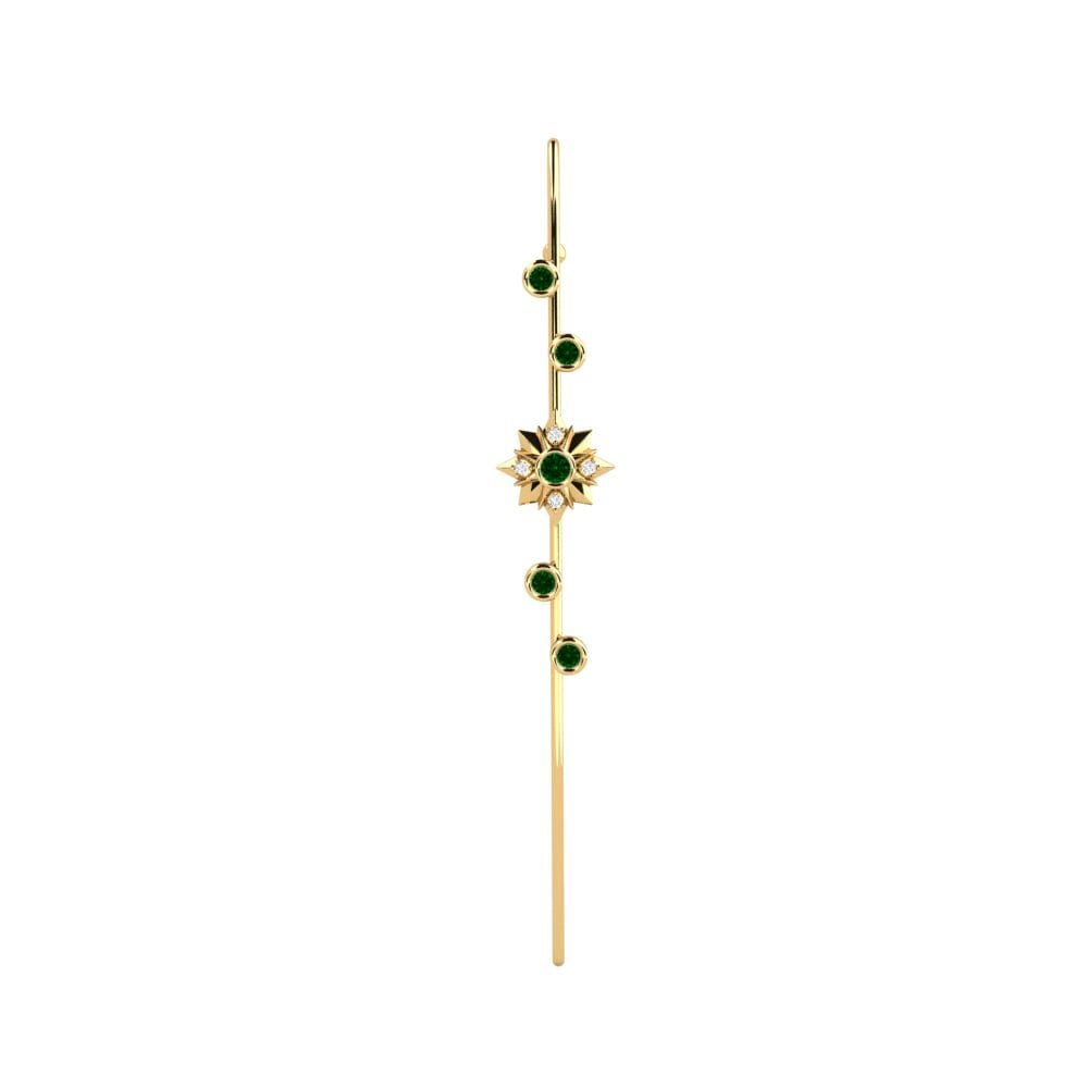 9ct Yellow Gold Green Zirconia Ear Piercing Charon