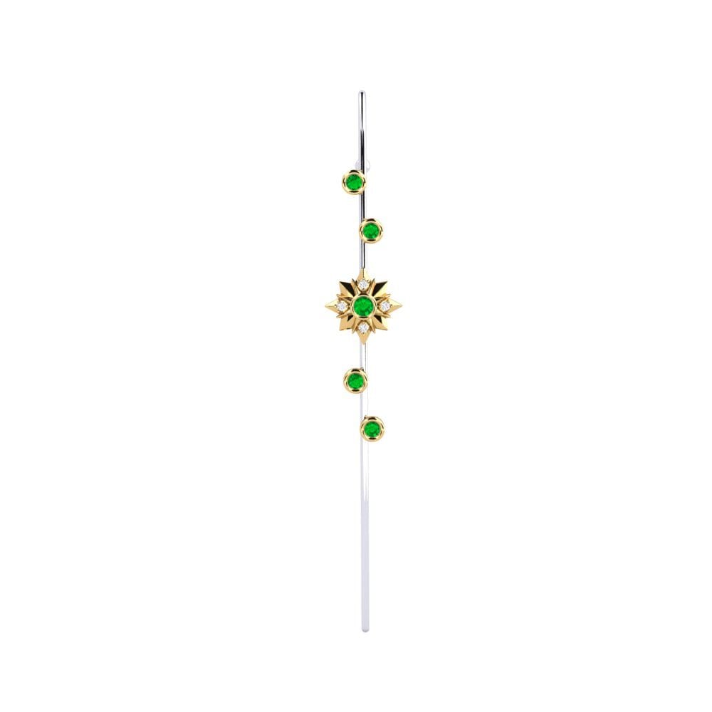 14ct Yellow / White Gold Emerald Ear Piercing Charon