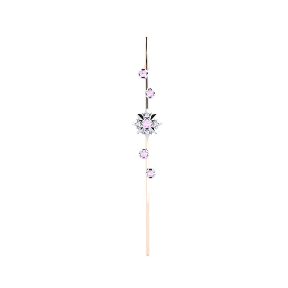 9ct White / Rose Gold Pink Sapphire Ear Piercing Charon