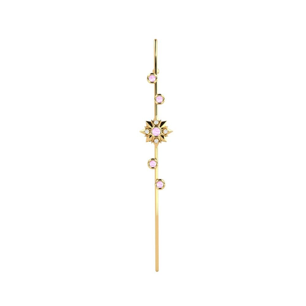 14ct Yellow Gold Pink Sapphire Ear Piercing Charon