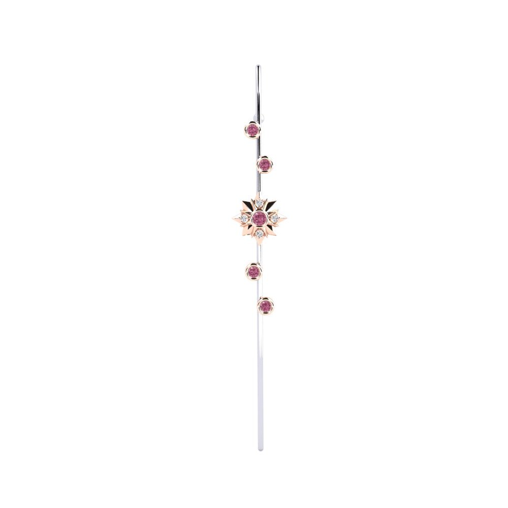 14ct Rose & White Gold Rhodolite Garnet Ear Piercing Charon