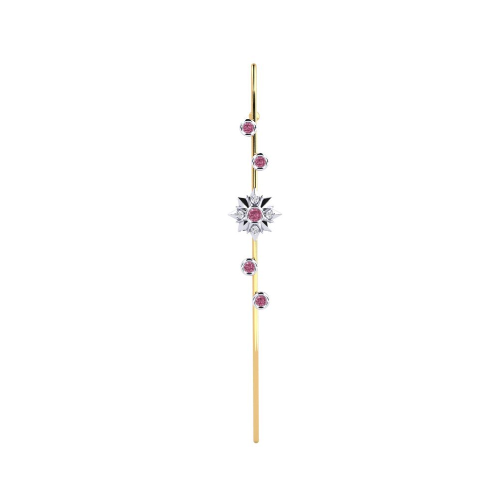 9ct White & Yellow Gold Rhodolite Garnet Ear Piercing Charon