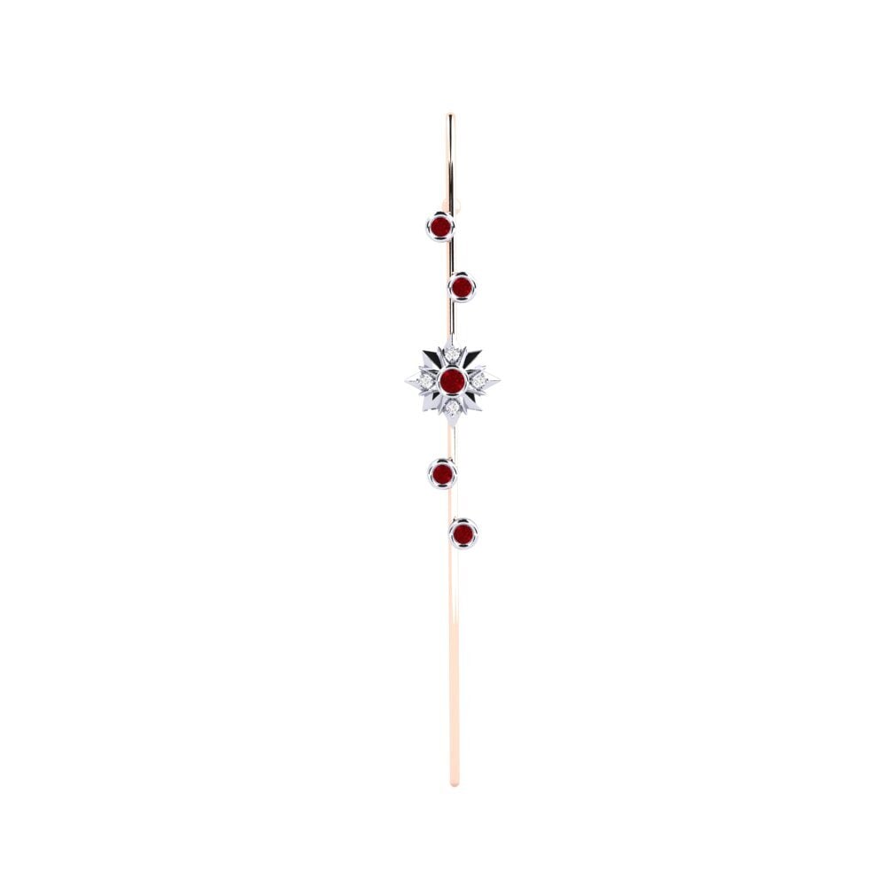 9ct White / Rose Gold Red Zirconia Ear Piercing Charon