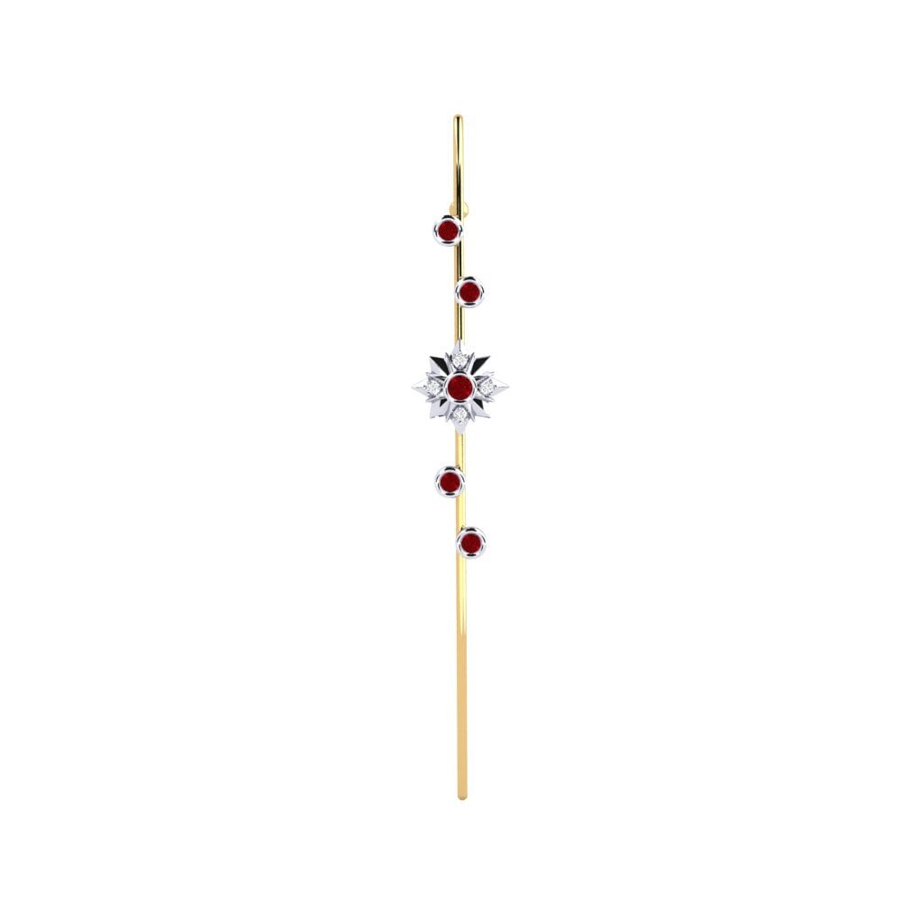 9ct White / Yellow Gold Red Zirconia Ear Piercing Charon