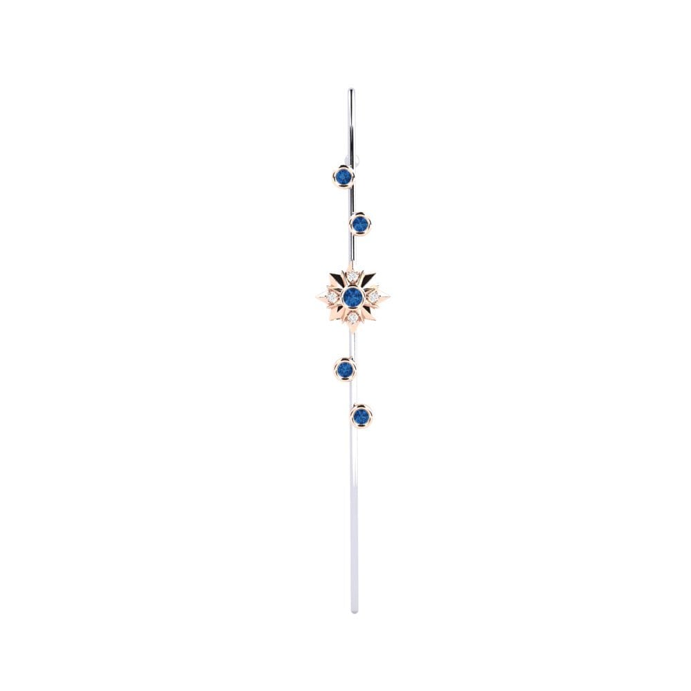 9ct Rose / White Gold Dark Blue Zirconia Ear Piercing Charon