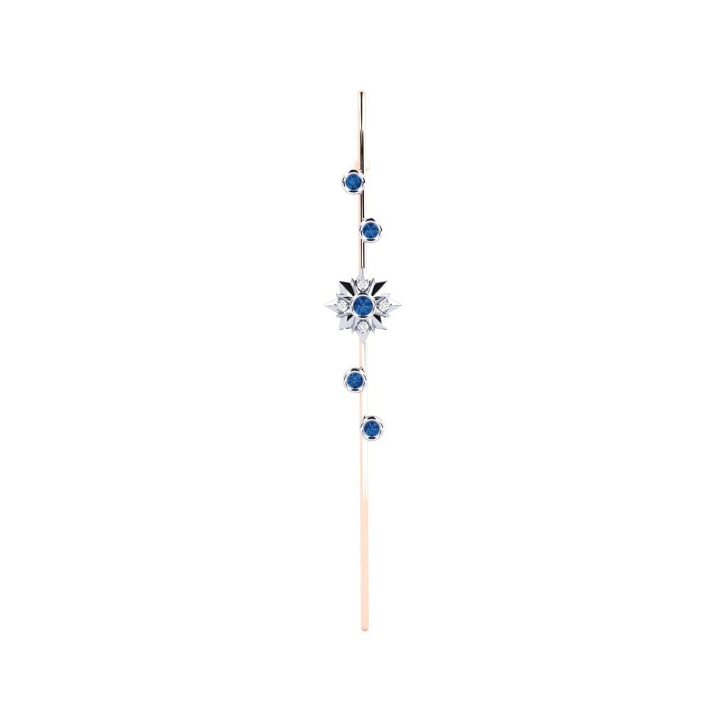 9ct White / Rose Gold Dark Blue Zirconia Ear Piercing Charon
