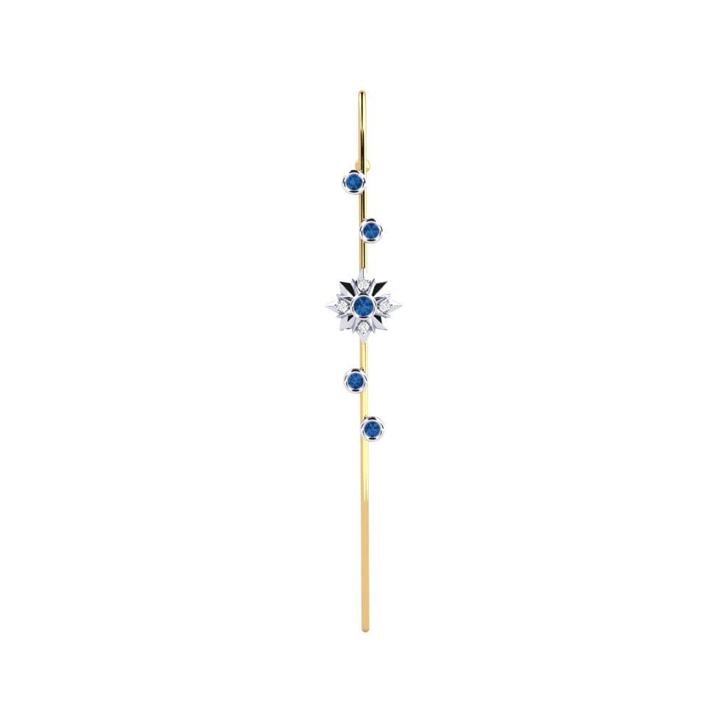9ct White / Yellow Gold Dark Blue Zirconia Ear Piercing Charon