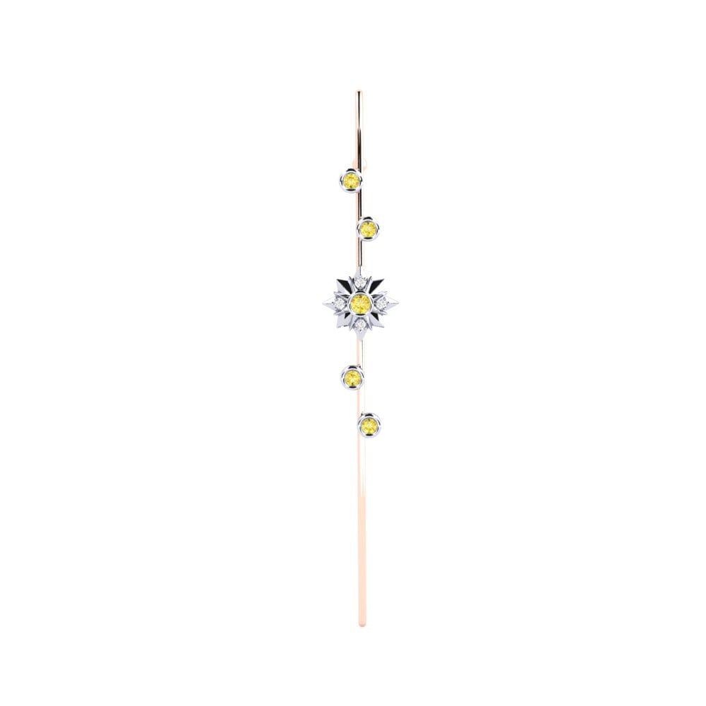 9ct White / Rose Gold Yellow Sapphire Ear Piercing Charon