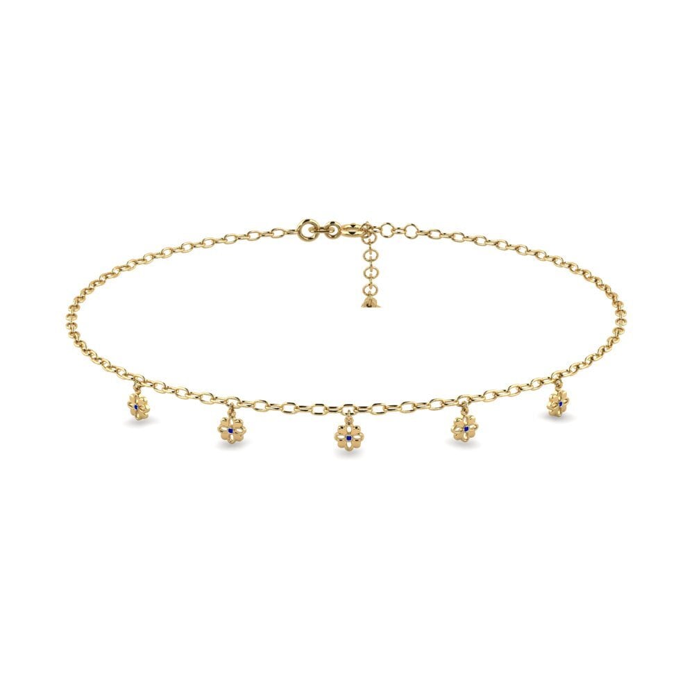 14ct Yellow Gold Sapphire Women's Anklet Charroyer