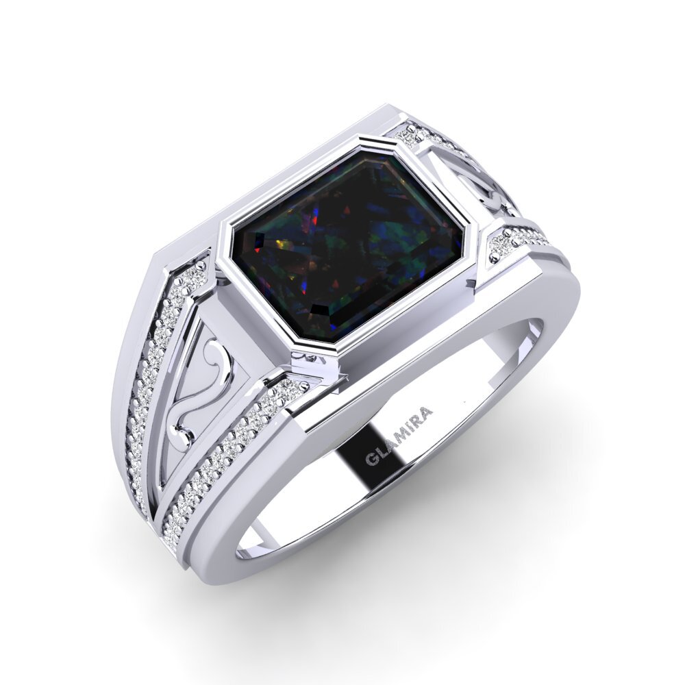 950 Platinum Black Opal Men's Ring Chase