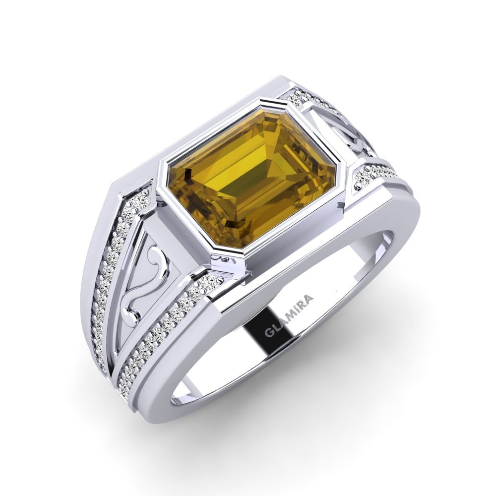 Platino Circón Marrón Anillo de Hombre Chase