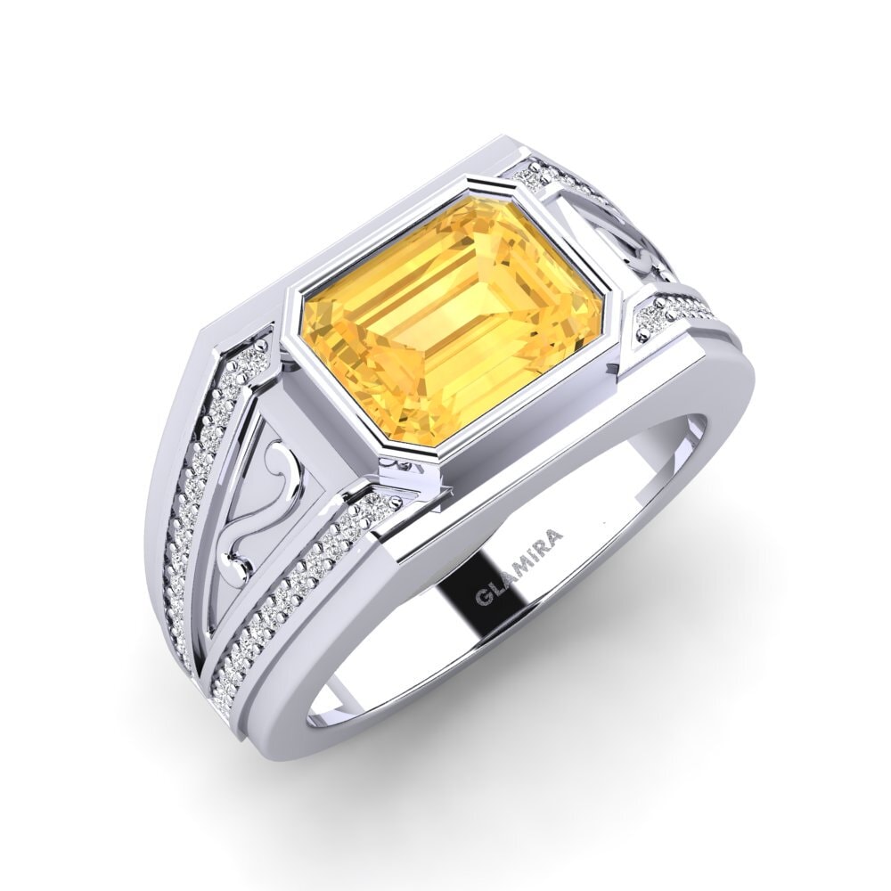 9k White Gold Citrine Men's Ring Chase