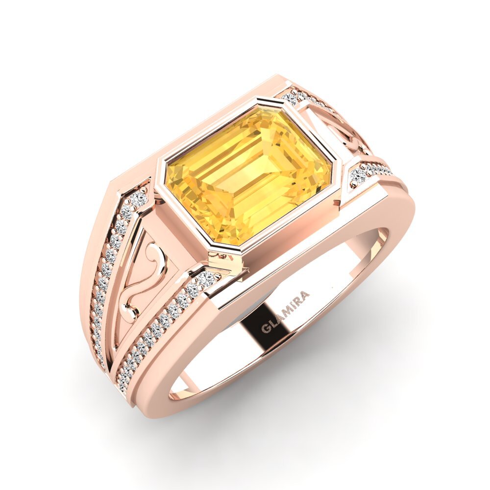 Oro Rosso 585 Citrino Anello da uomo Chase