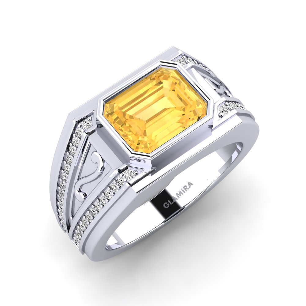 Oro Bianco 585 Citrino Anello da uomo Chase