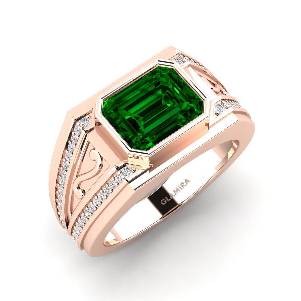 Oro Rosso 375 Zircone Verde Anello da uomo Chase