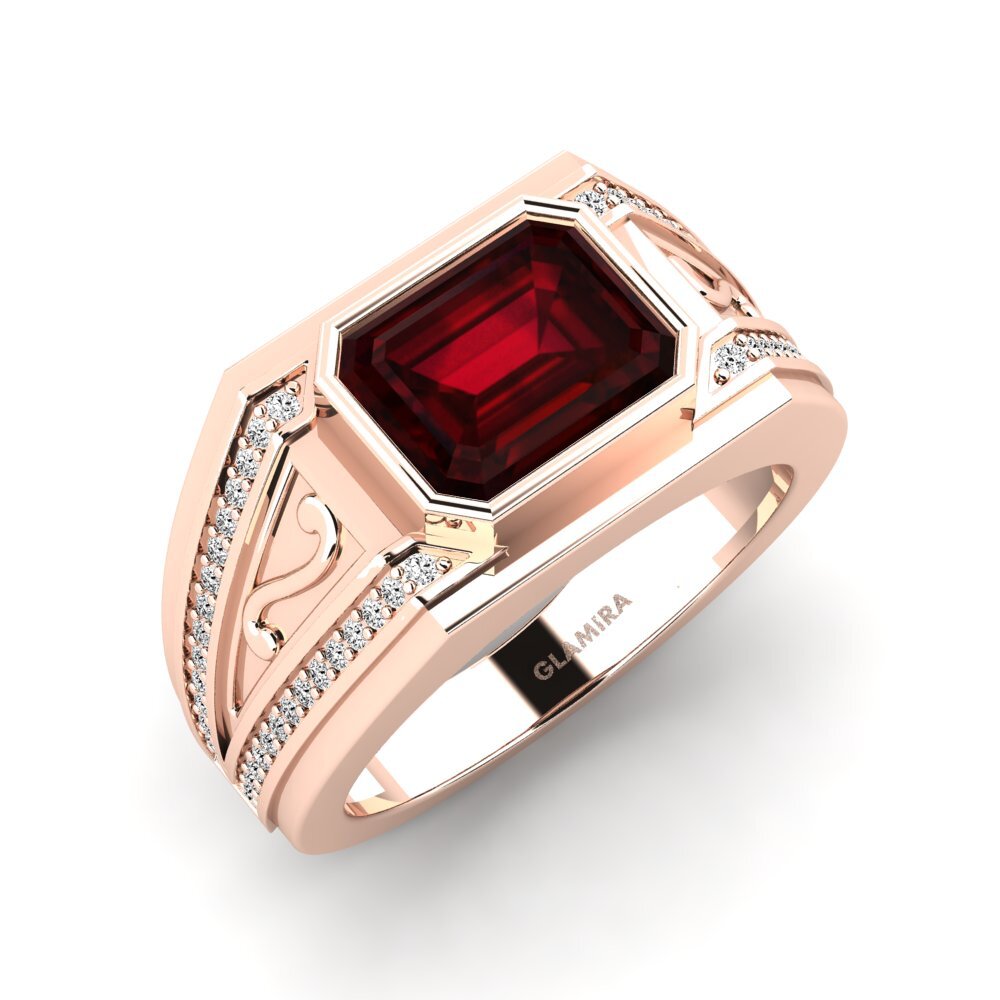 Oro Rosso 750 Granato Anello da uomo Chase
