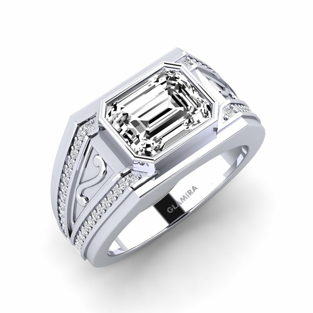 9ct White Gold Moissanite Men's Ring Chase