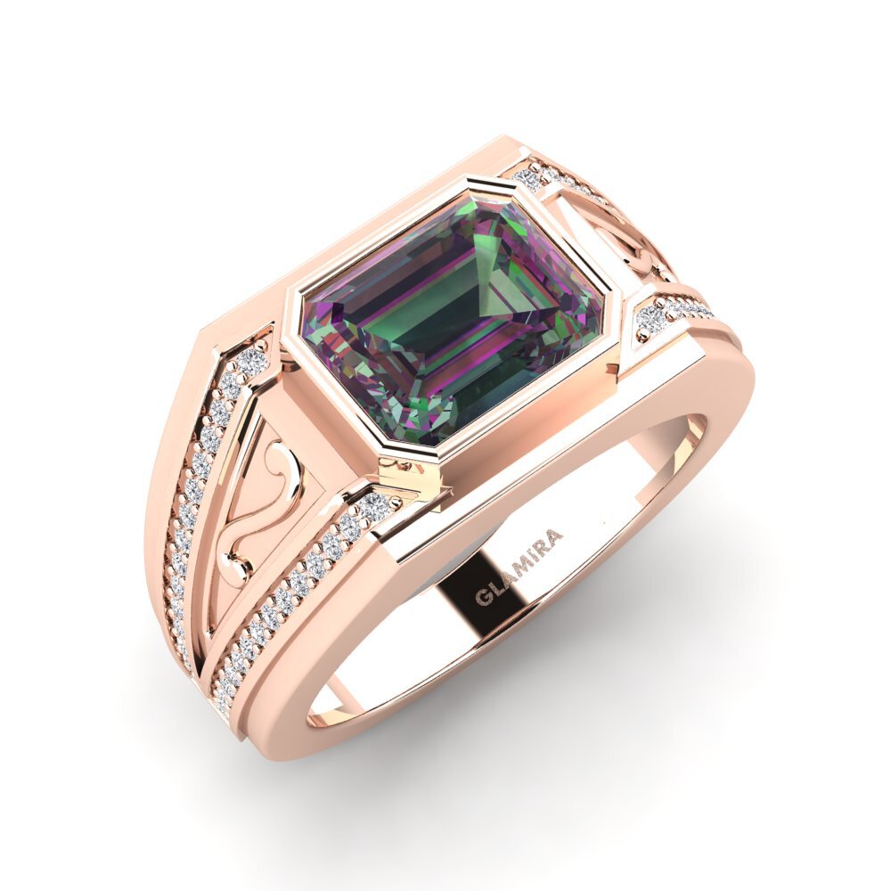 9ct Rose Gold Mystic Topaz Men's Ring Chase