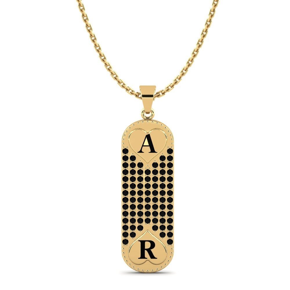 Gelbgold 585 Schwarzer Saphir Damen anhänger Chasidy