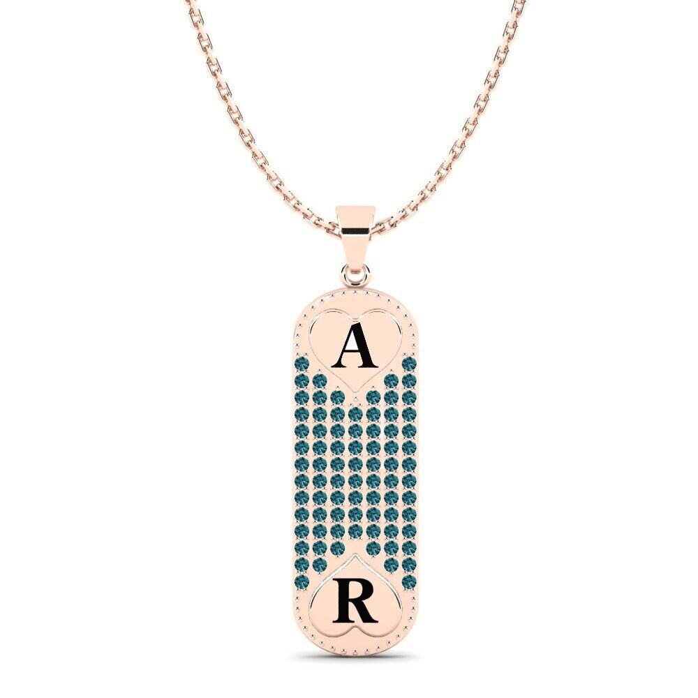 Rotgold 585 Blauer Diamant Damen anhänger Chasidy